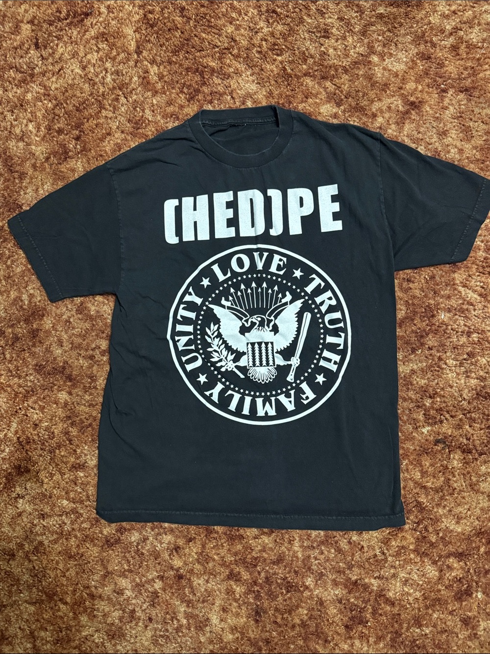 Alstyle [HED] P.E. Black T-Shirt with White Love, Truth, Family, Unity Graphic